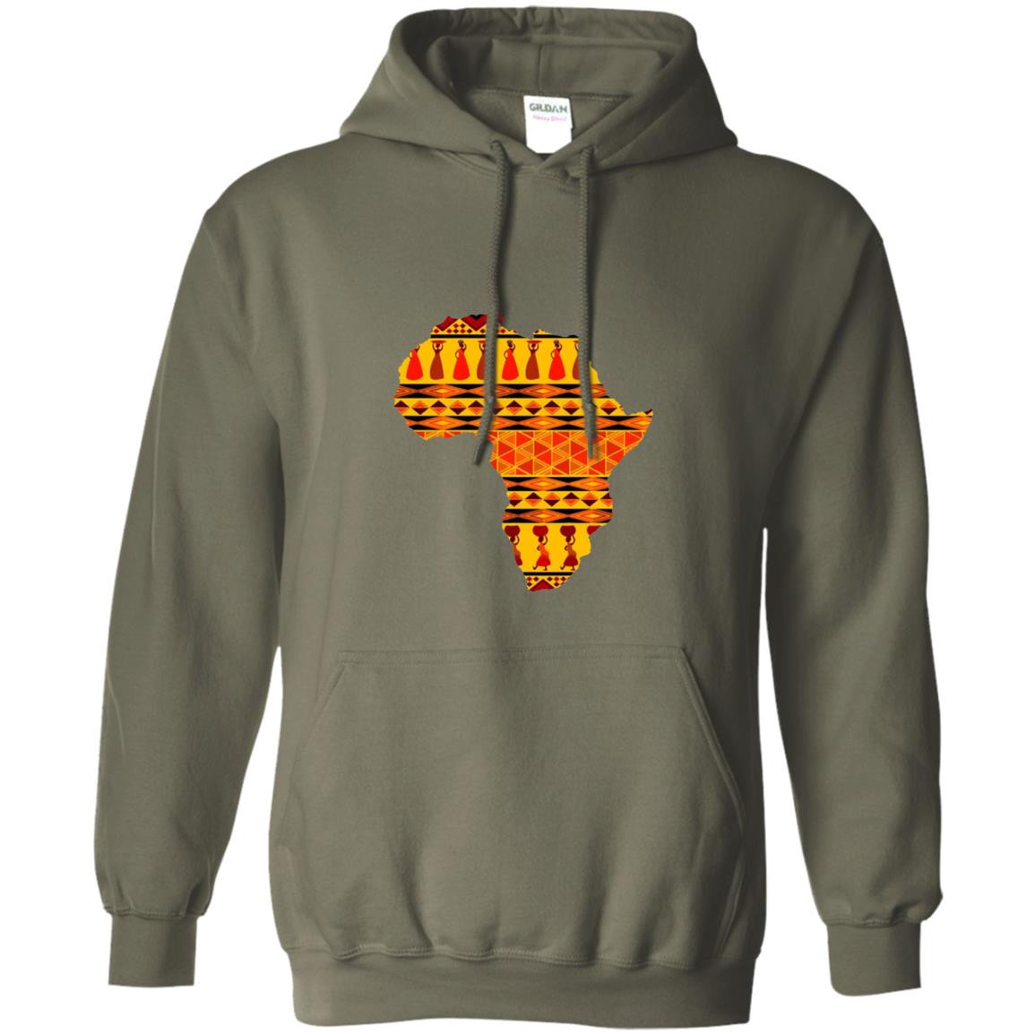 African Pride Ankara Tribal Pattern T-shirt Military Green