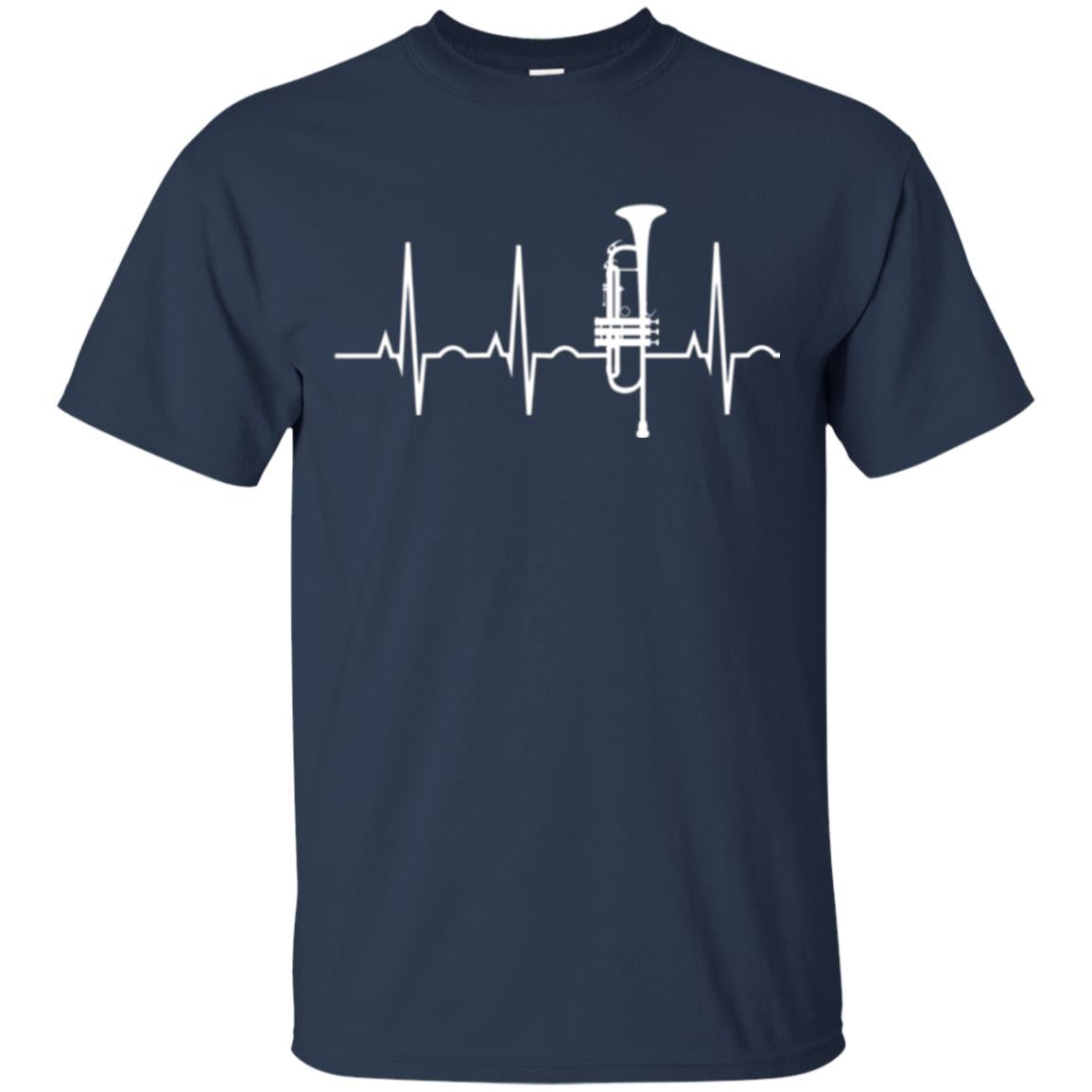 Trumpet Lovers T-shirt Trumpet Heartbeat Navy