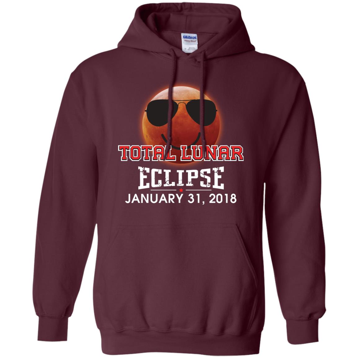 Blood Moon T-shirt Total Lunar Eclipse January 31. 2018 Maroon