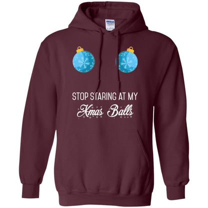 Christmas T-shirt Stop Staring At My Xmas Balls Maroon