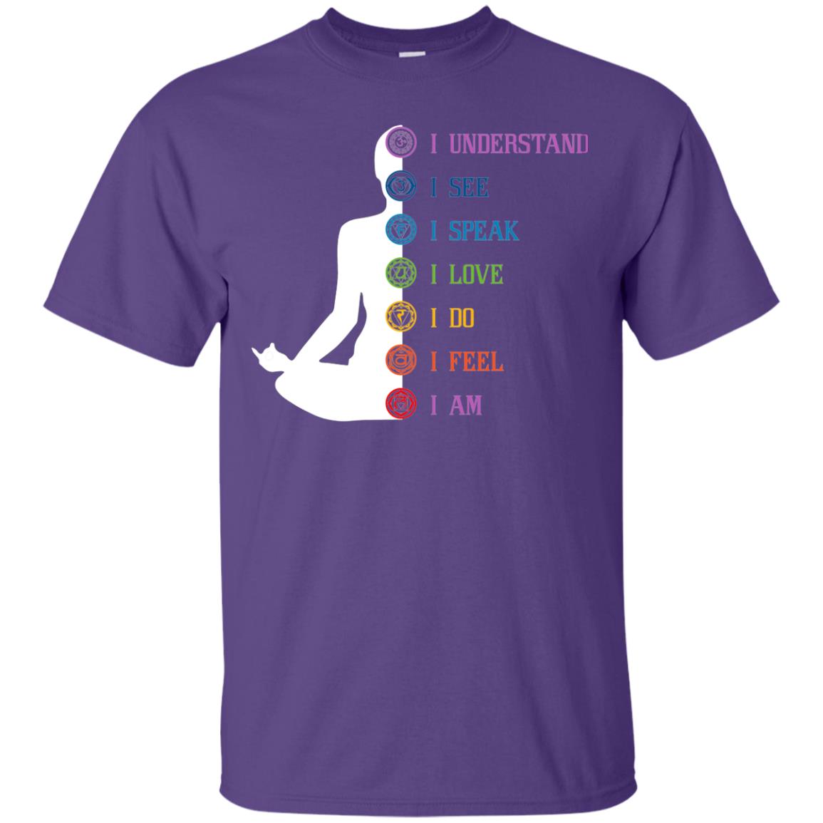 Chakra Meditation Yoga T-shirt I Speak I Love I Do I Feel I Am Purple