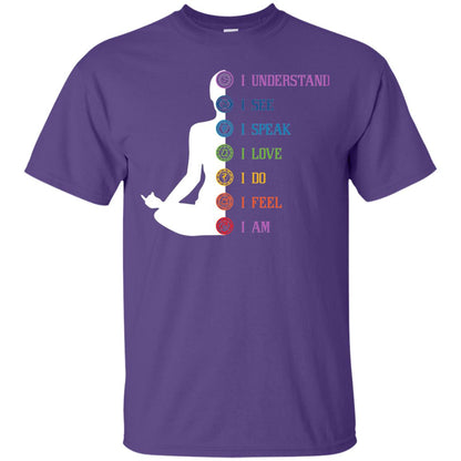 Chakra Meditation Yoga T-shirt I Speak I Love I Do I Feel I Am Purple