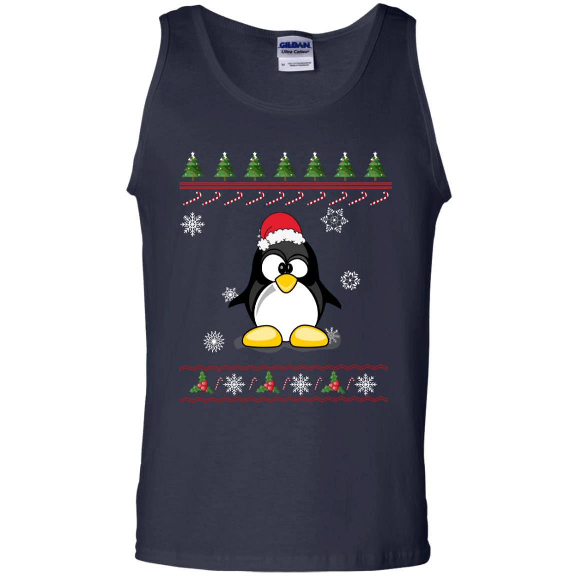 Penguin With Santa Hat Merry X-mas Ugly Christmas Gift Shirt For Mens Womens Kids Navy