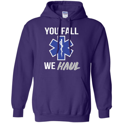 Funny Ems T-shirt You Fall We Haul Purple