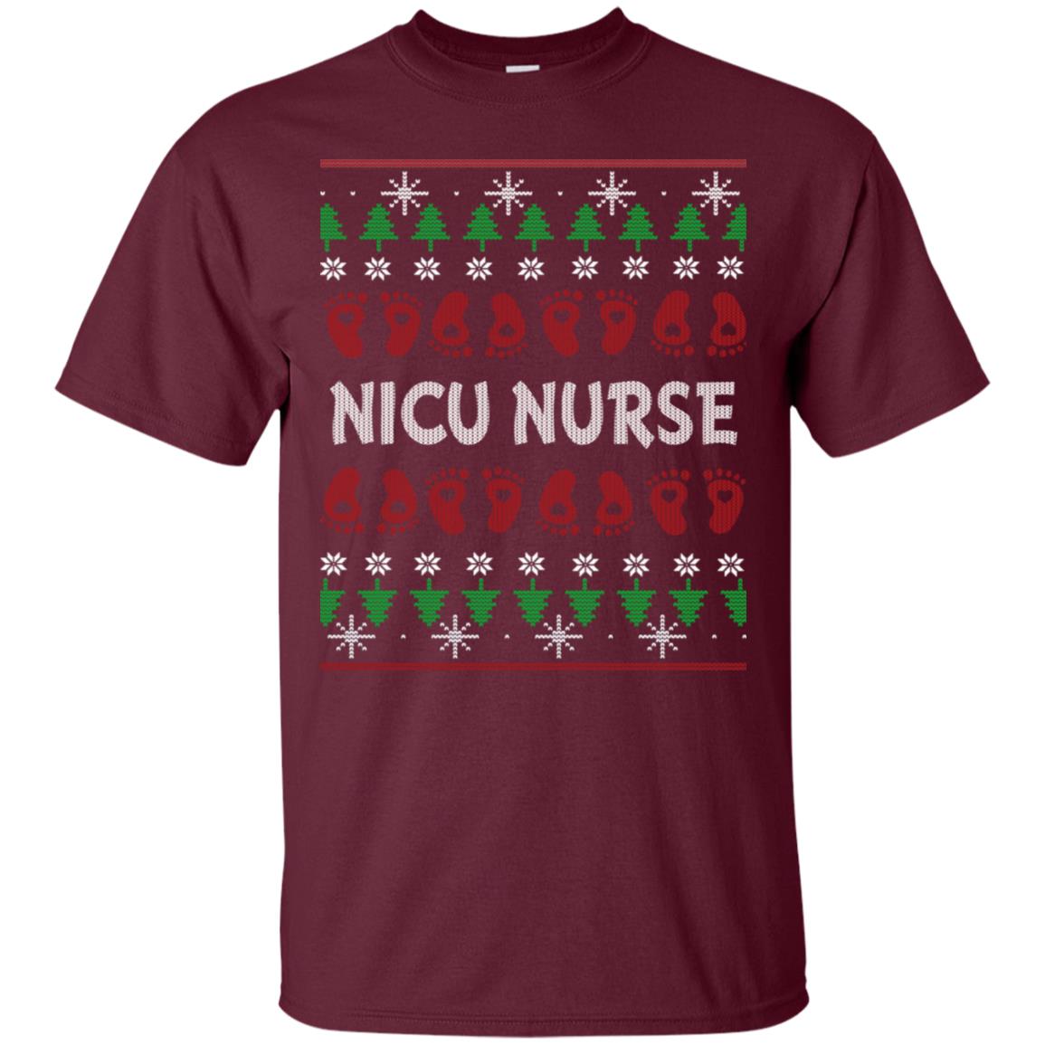 Nicu Nurse Nursing X-mas Christmas Gift Shirt Maroon