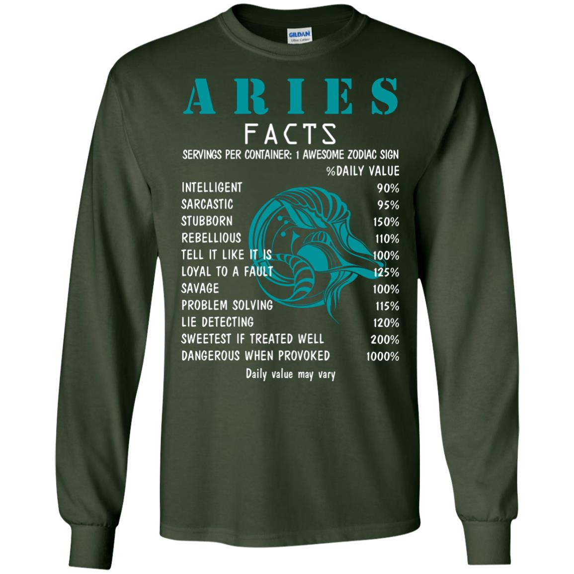 Aries Facts 1 Awesome Zodiac Sign Gift Shirt For Aries Horoscope Forest Green