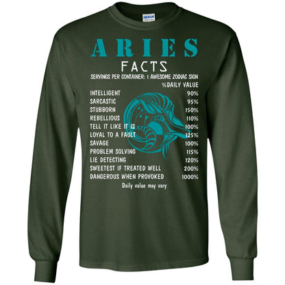 Aries Facts 1 Awesome Zodiac Sign Gift Shirt For Aries Horoscope Forest Green