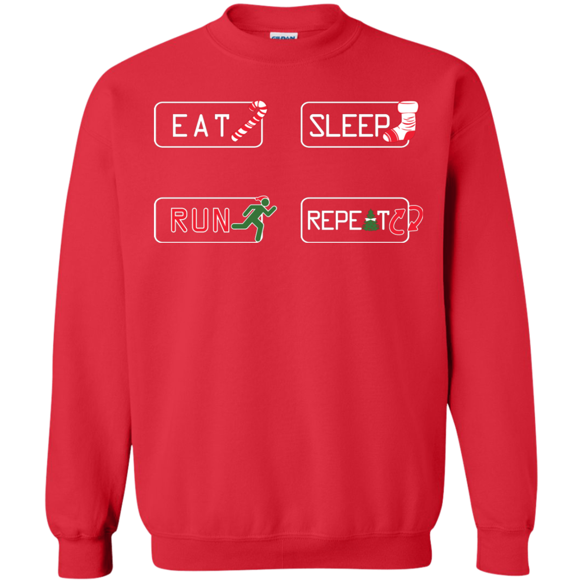 Christmas T-Shirt Eat Sleep Run Repeat Red