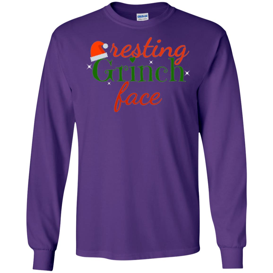 Funny Christmas T-shirt Resting Grinch Face Purple