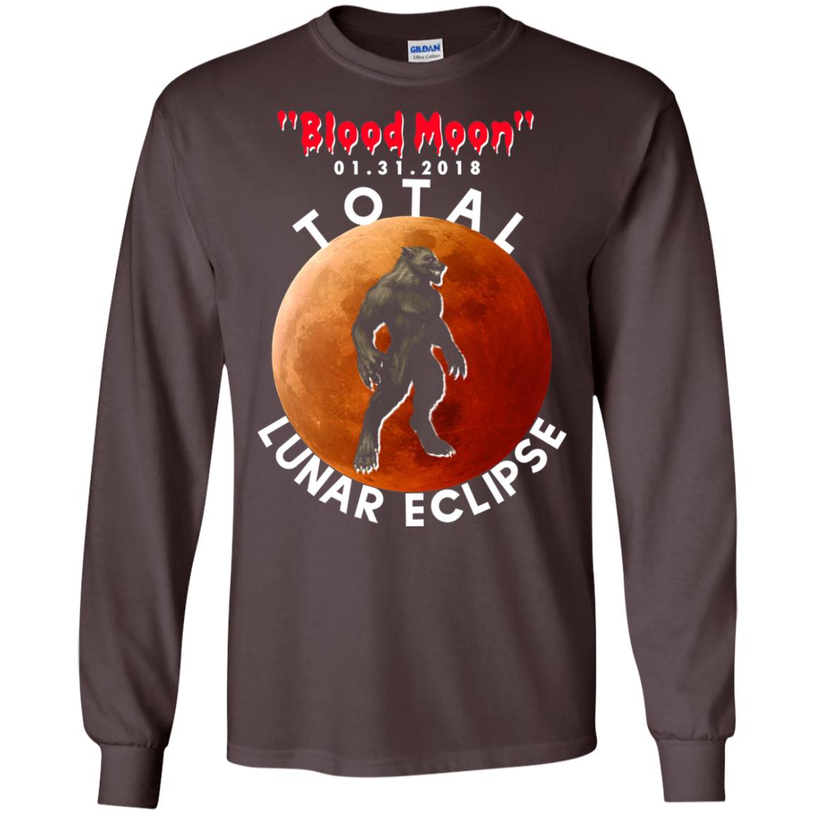 Best Total Lunar Eclipse Shirt 2018 - Blood Moon Werewolf T-shirt Dark Chocolate
