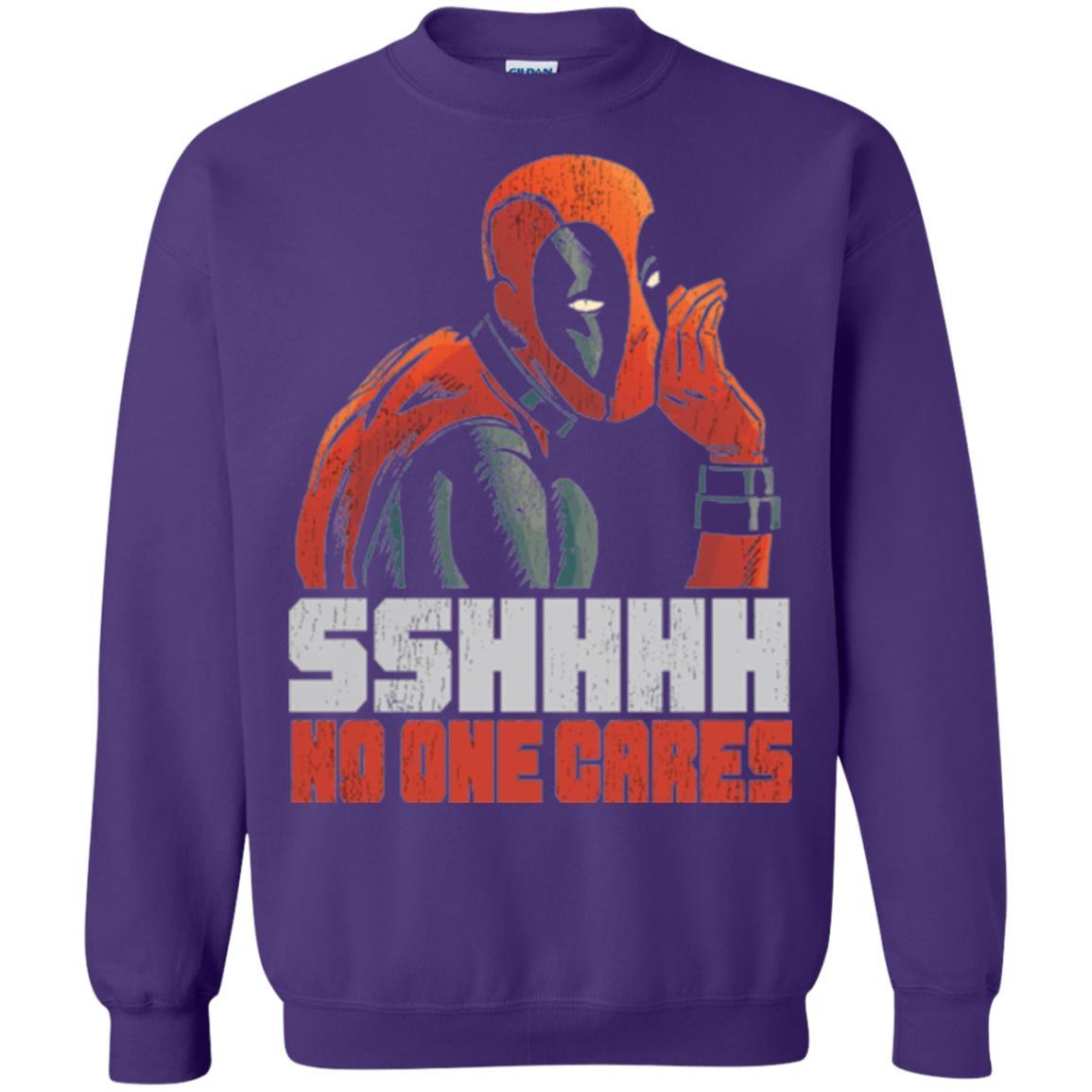 Marvel Deadpool T-shirt Sshhhh No One Cares Whisper Graphic Purple