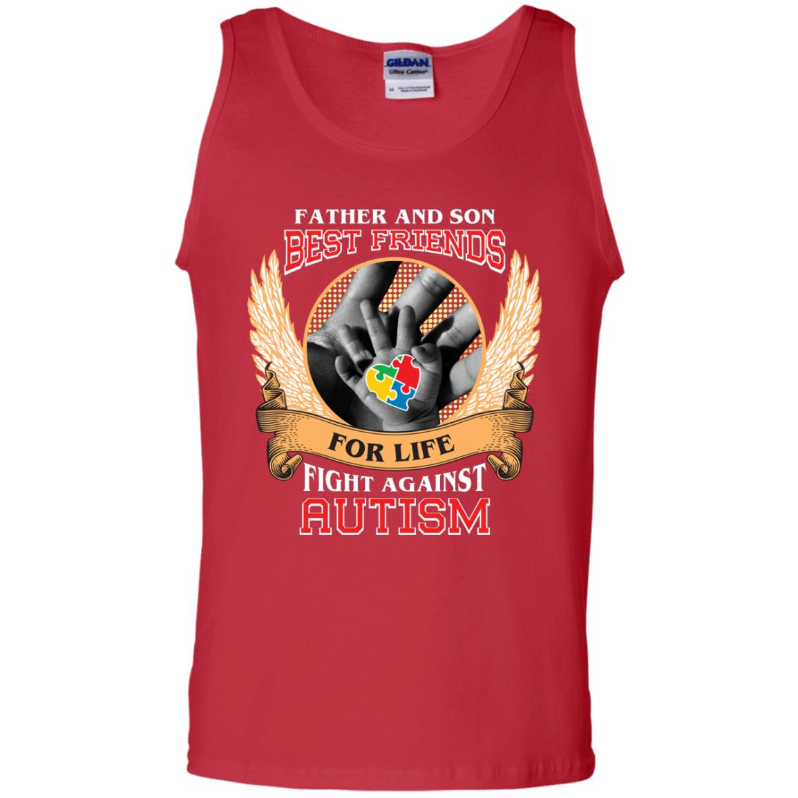 Autism Awareness T-shirt Father And Son Best Friends Red