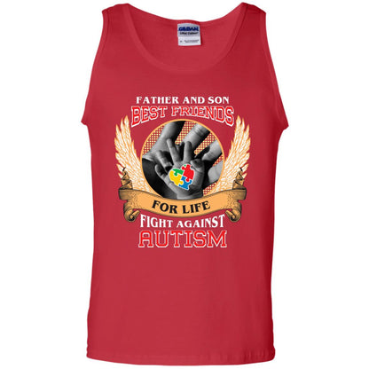 Autism Awareness T-shirt Father And Son Best Friends Red