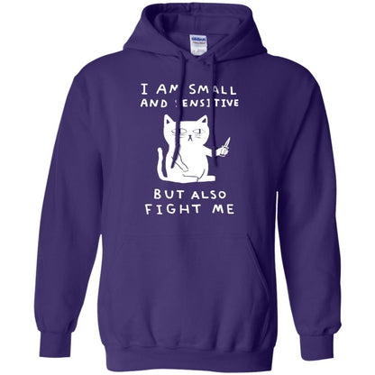 I Am Small And Sensitive But Also Fight Me Cat Lover Shirt Purple