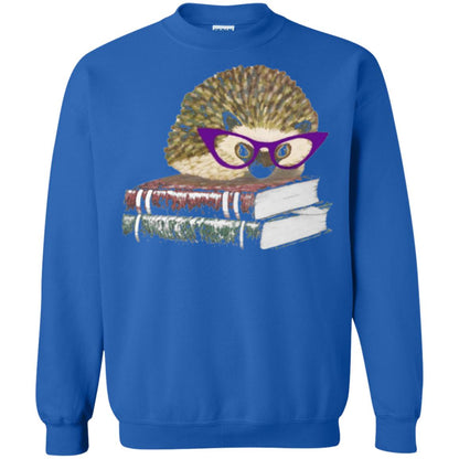 Adorable Hedgehog Book Nerd Gift Shirt Royal