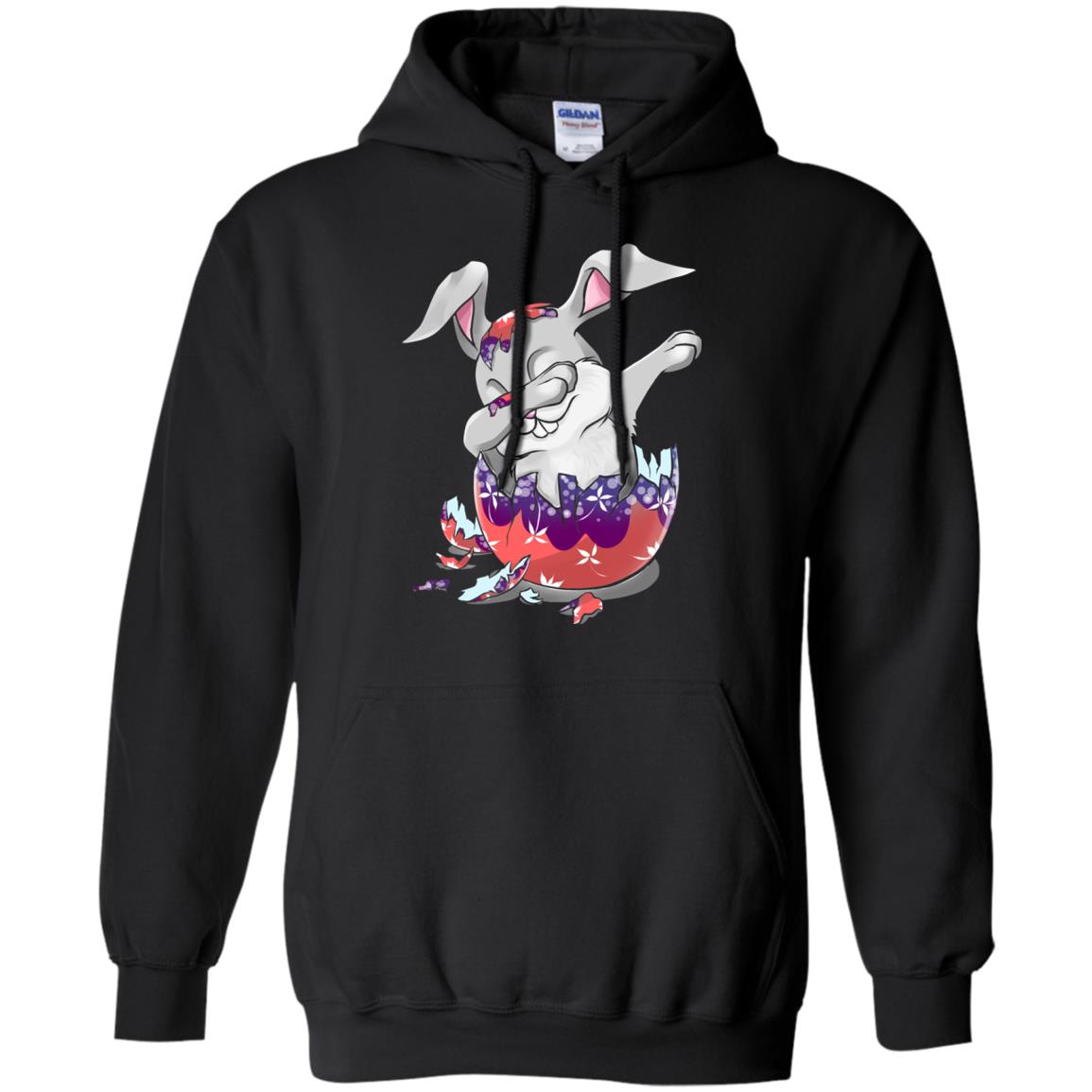 Funny Dabbing Bunny T-shirt For Kids Easter Gift Black
