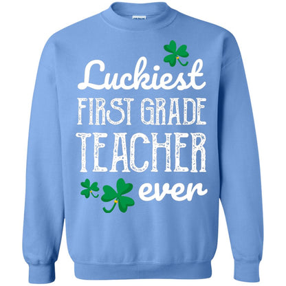 Luckiest First Grade Teacher Ever St. Patricks Day T-shirt Carolina Blue