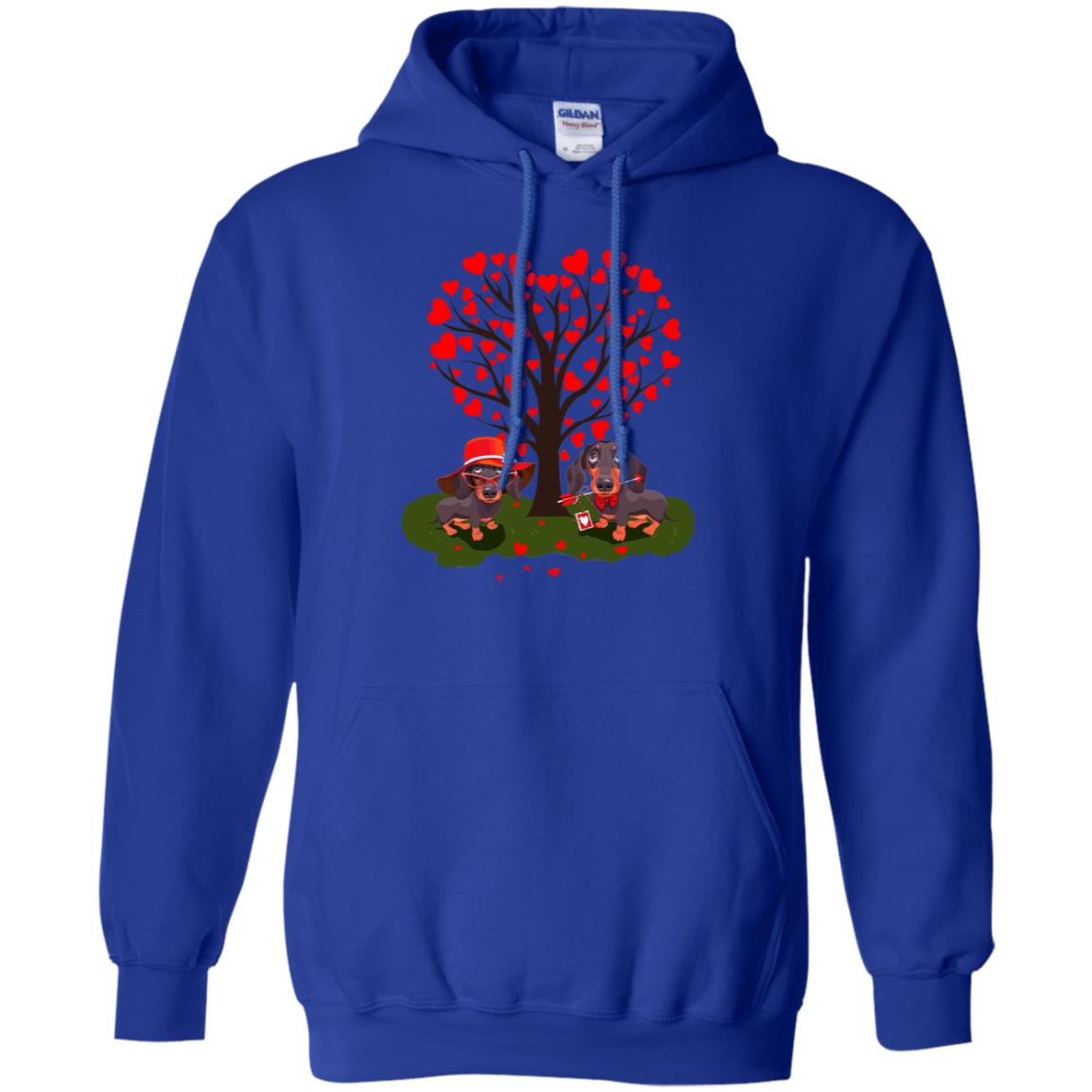 Valentine Dachshund Couple Heart Tree Shirt Royal