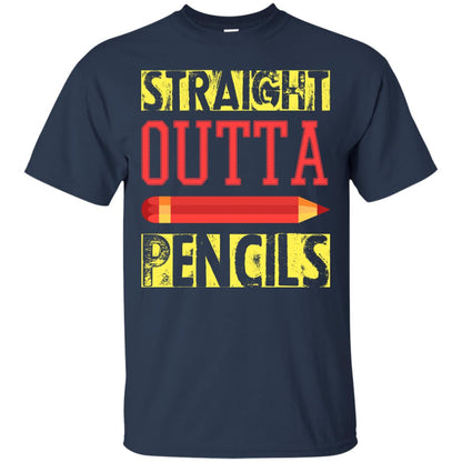 Straight Outta Pencils Teacher T-shirt Navy