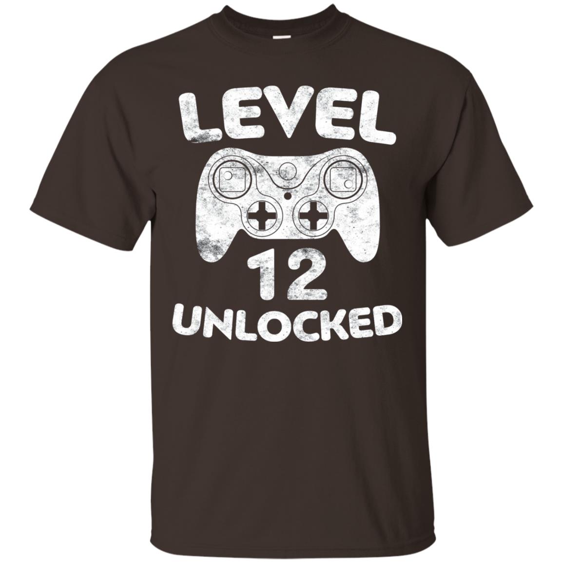 Level 12 Unlocked 12th Video Gamer Birthday Shirt Dark Chocolate