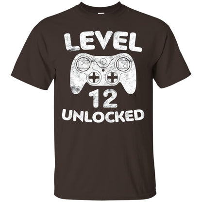 Level 12 Unlocked 12th Video Gamer Birthday Shirt Dark Chocolate