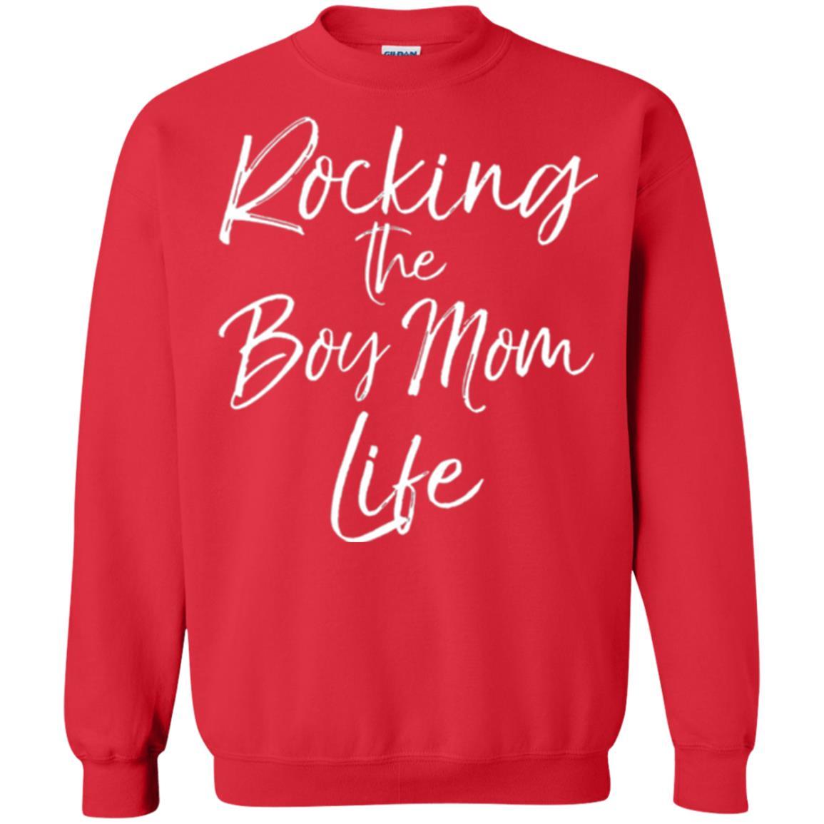 Mommy T-shirt Rocking The Boy Mom Life Red