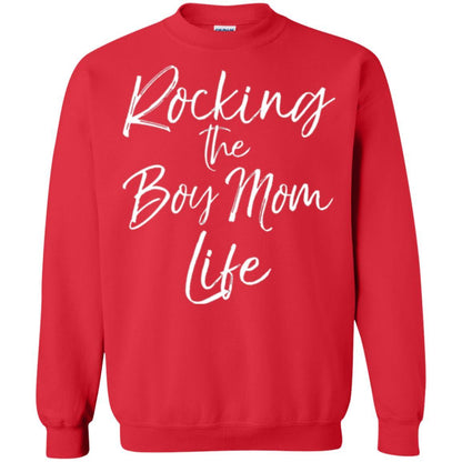 Mommy T-shirt Rocking The Boy Mom Life Red