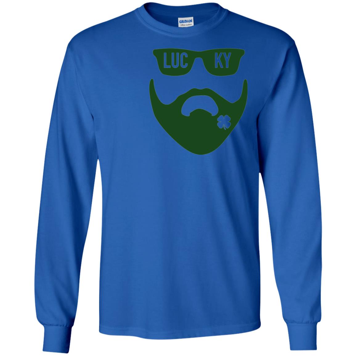 Green Bearded Clover Lucky Charm St. Patrick_s Day T-shirt Royal