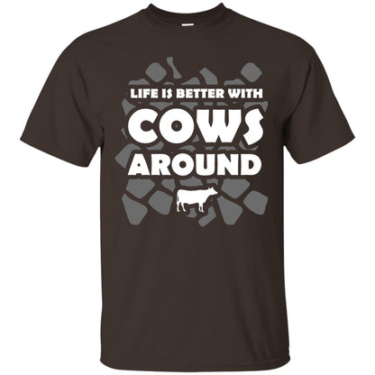 Life Is Better With Cows Around Cows Lover Shirt Dark Chocolate