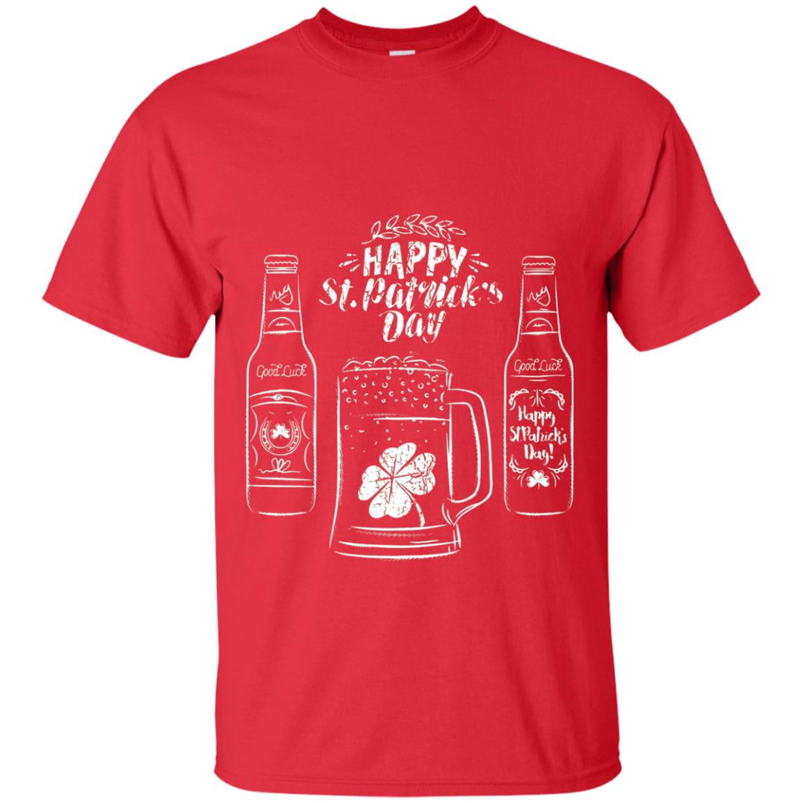 Happy St. Patrick_s Day Drinking Beer St Patrick_s Day T-shirt Red