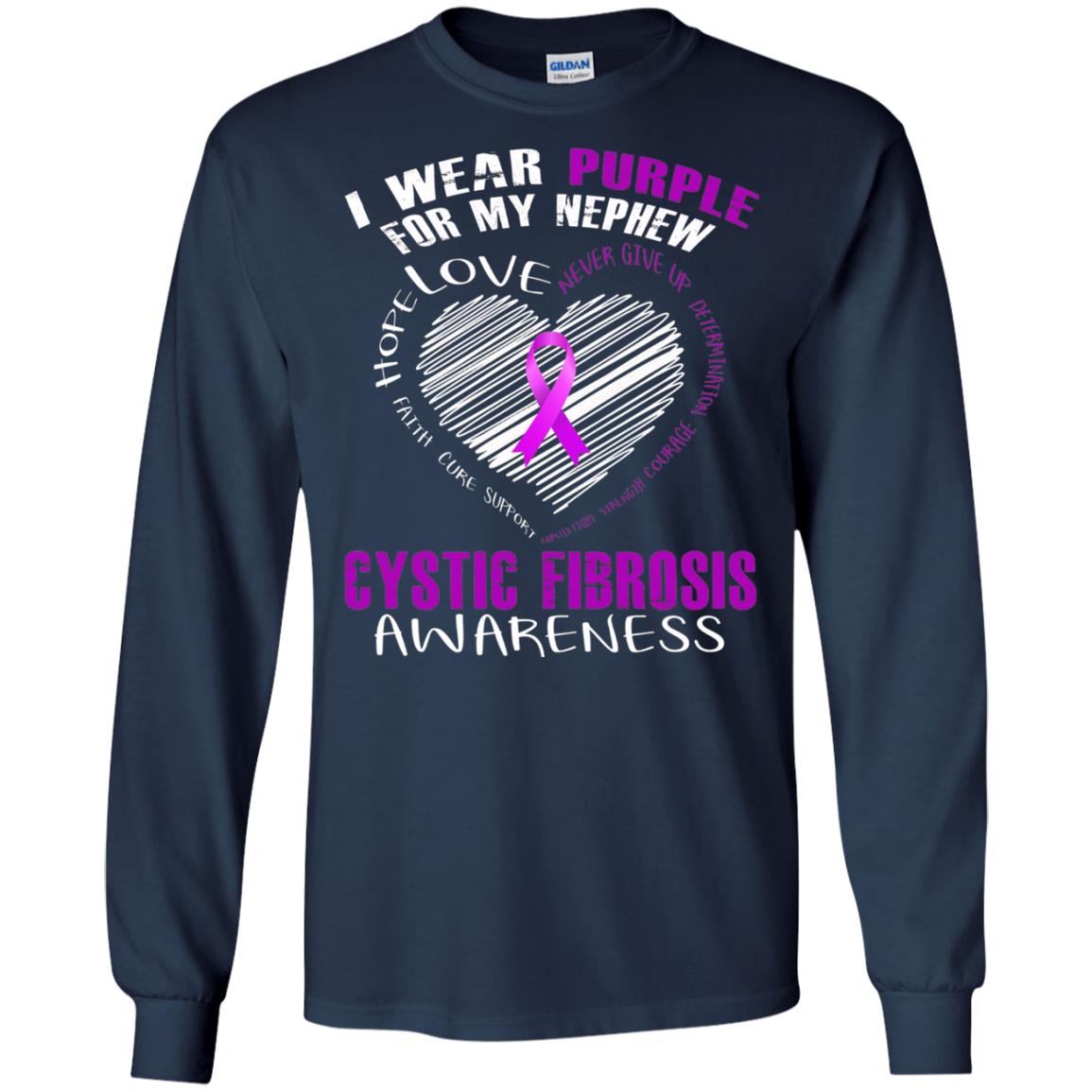 Cystic Fibrosis Awareness T-shirt I Wear Purple Navy
