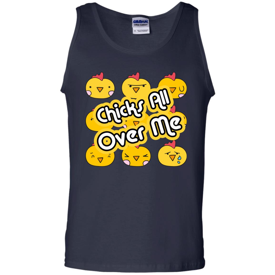 Chicks All Over Me Funny Chickens Shirt For Easter Day Navy