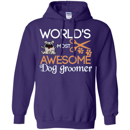 Dogs Lover Shirt World's Most Awesome Dog Groomer Purple