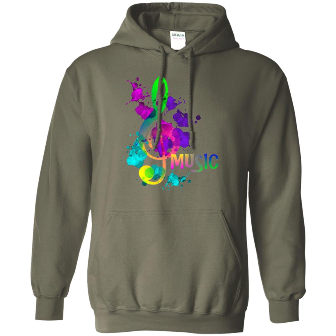 Funky Colorful Music Treble Clef Musican T-shirt Military Green
