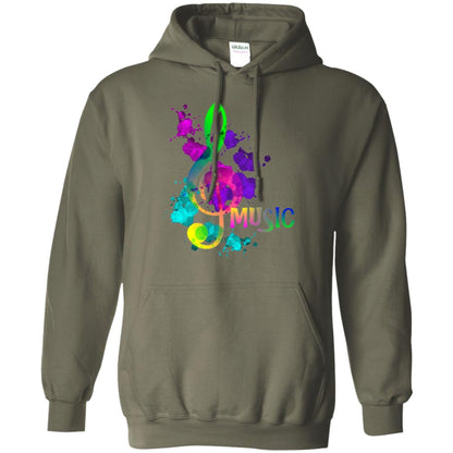 Funky Colorful Music Treble Clef Musican T-shirt Military Green