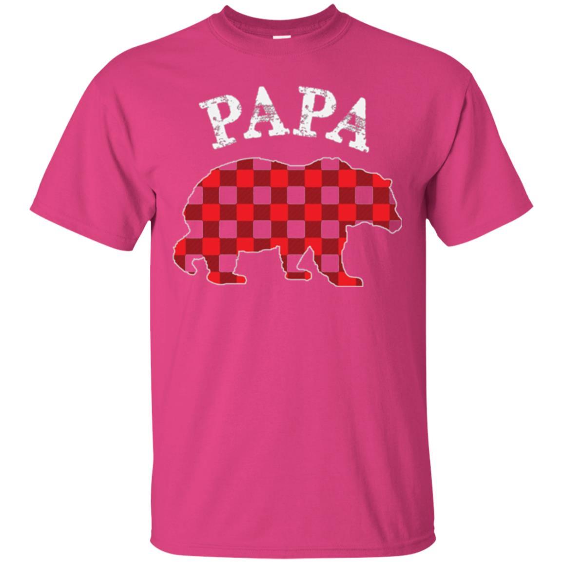 Papa T-shirt Red Plaid Papa Bear T-shirt Heliconia