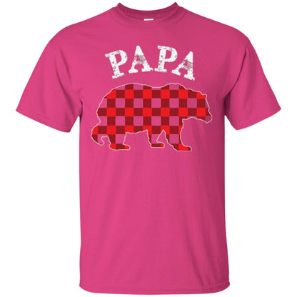Papa T-shirt Red Plaid Papa Bear T-shirt Heliconia