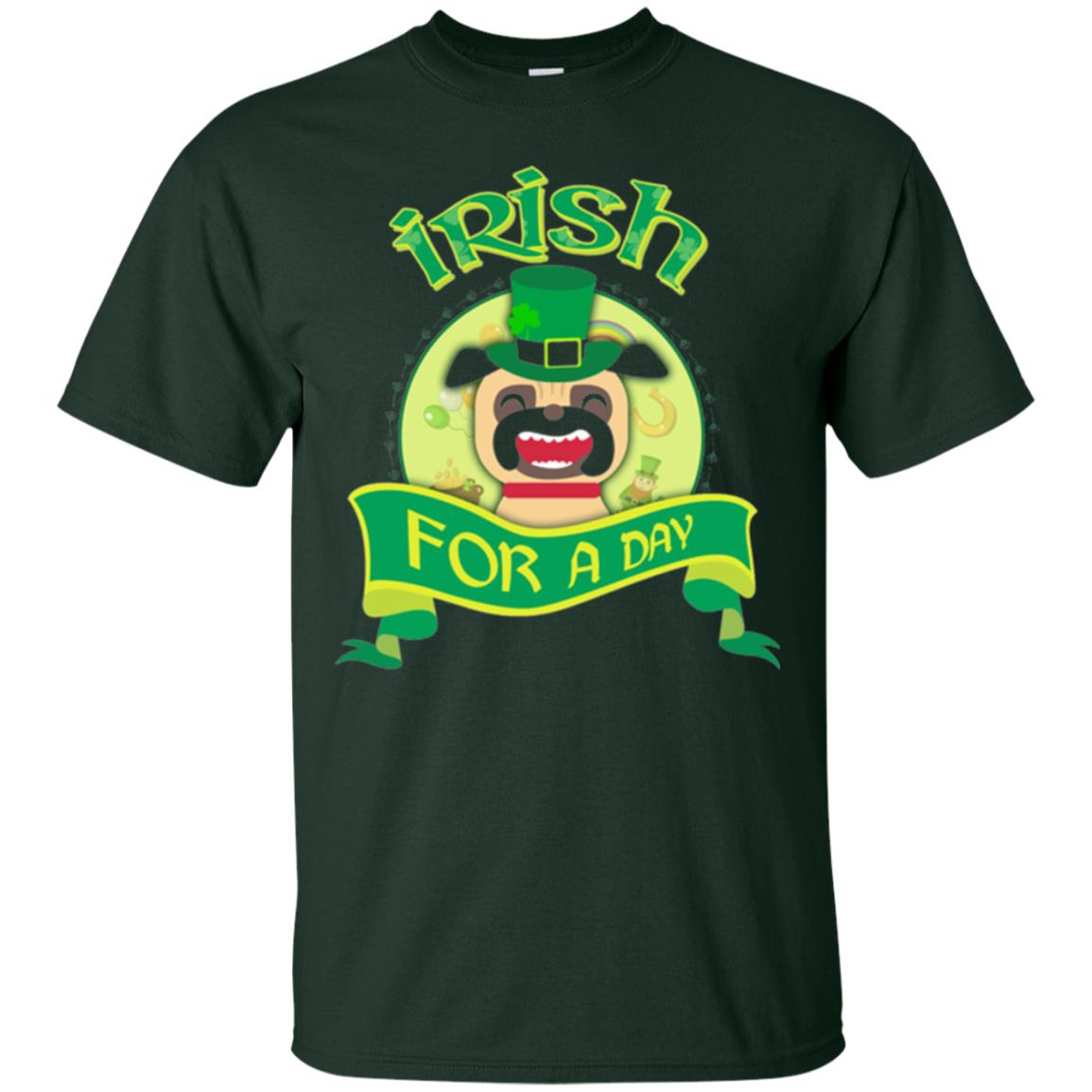 Saint Patrick_s Day T-shirt Amazing I_m Irish Pug Forest Green