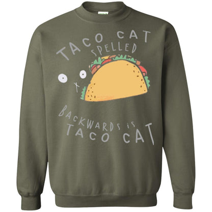 Cat Lovers T-shirt Taco Cat Spelled Backward Is Taco Cat Military Green