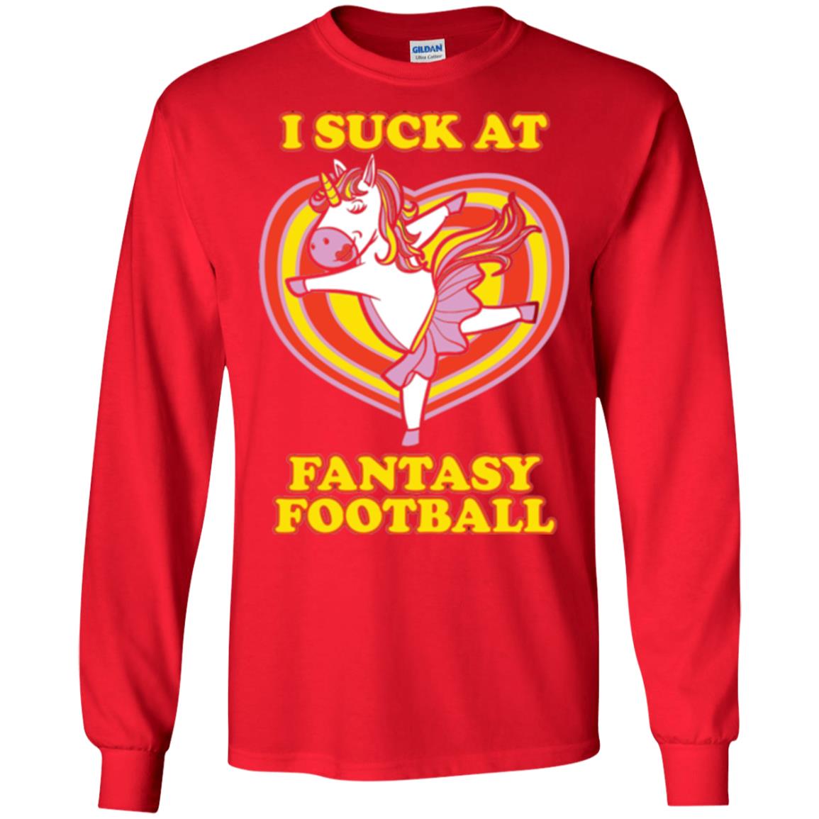 Funny Unicorn Loser T-shirt I Suck At Fantasy Football Red