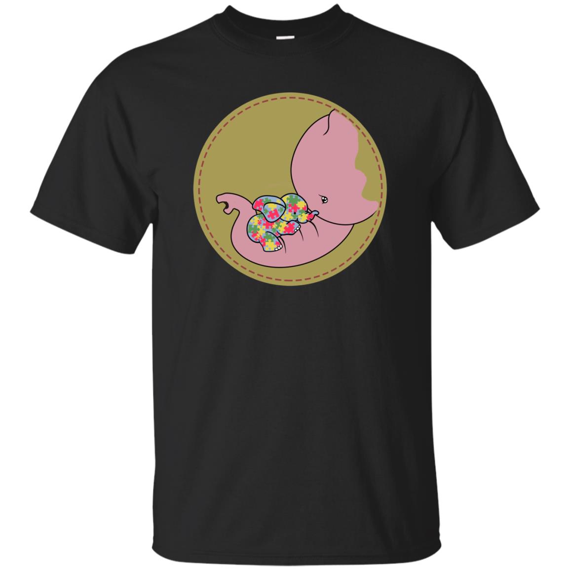 Elephant Mom And Baby Autism Awareness Shirt Black