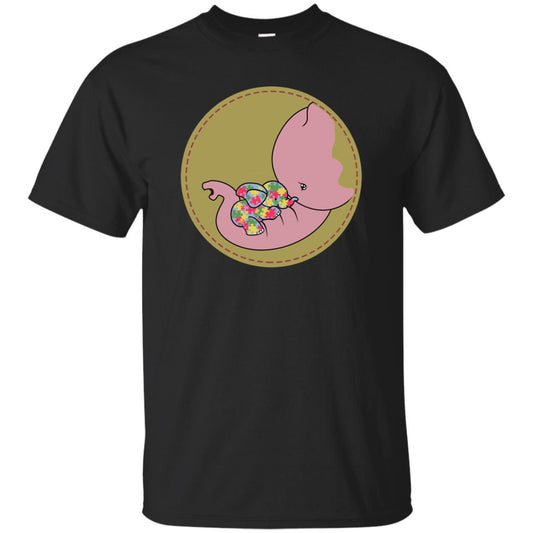 Elephant Mom And Baby Autism Awareness Shirt Black
