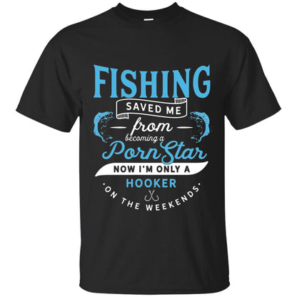 Funny Fishing Tshirts Im Only A Hooker On The Weekends Black