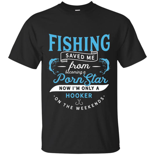 Funny Fishing Tshirts Im Only A Hooker On The Weekends Black