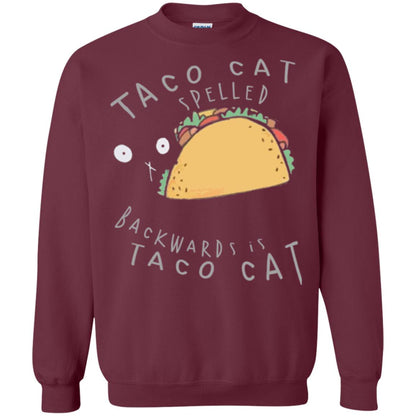Cat Lovers T-shirt Taco Cat Spelled Backward Is Taco Cat Maroon