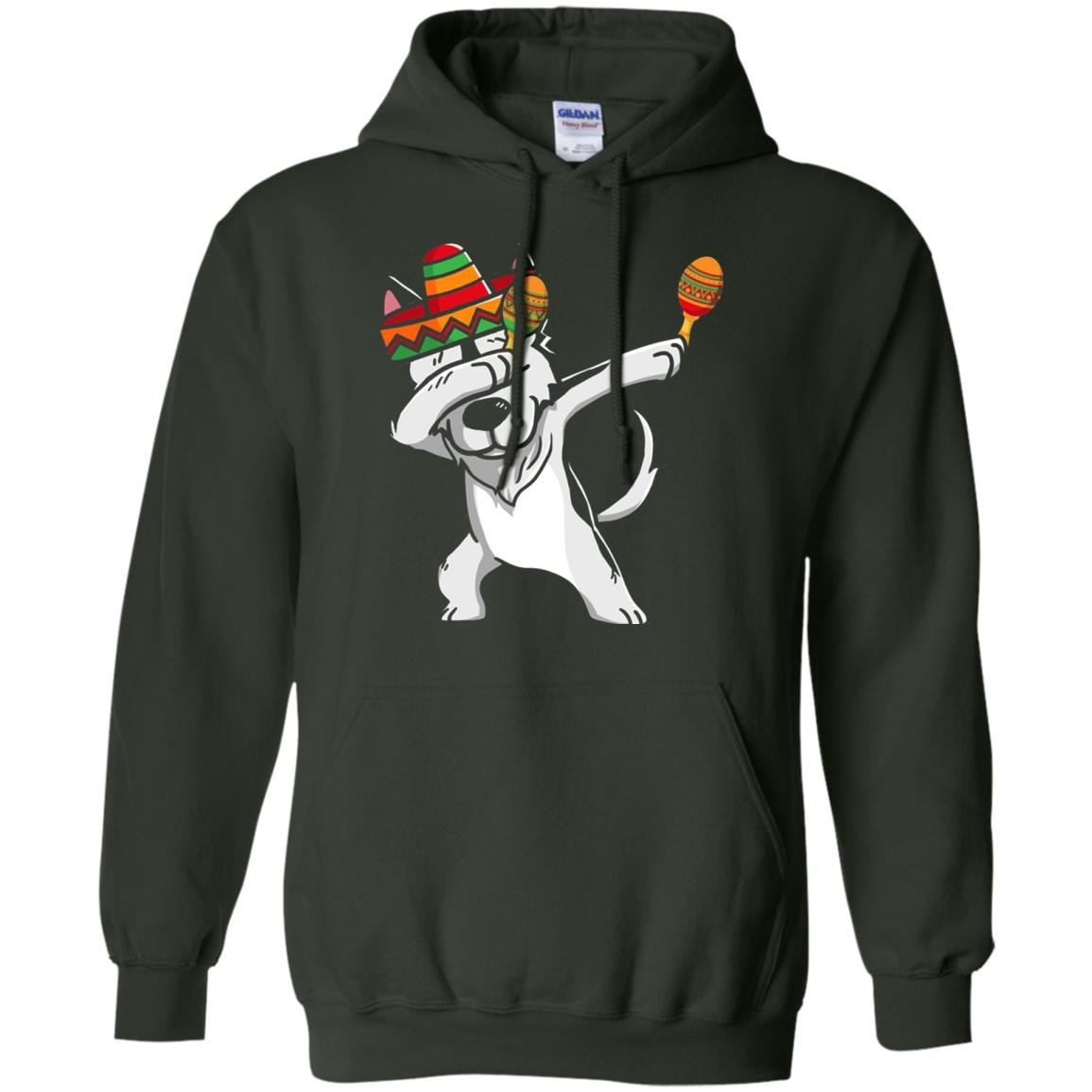 Dabbing Husky Funny Cinco De Mayo T-shirt Forest Green