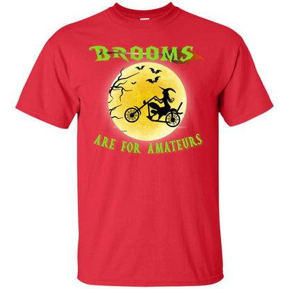 Brooms Are For Amateurs Witches Ride A Motorcycle Funny Halloween Shirt Red