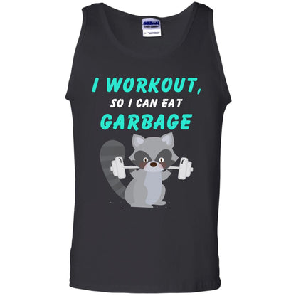 I Workout So I Can Eat Garbage Funny Gym Raccoon Shirt Black