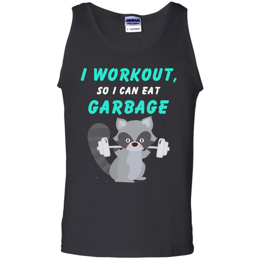 I Workout So I Can Eat Garbage Funny Gym Raccoon Shirt Black