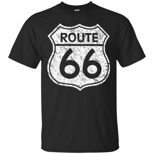Historical Route 66 Distressed Vintage Look T-shirt Black